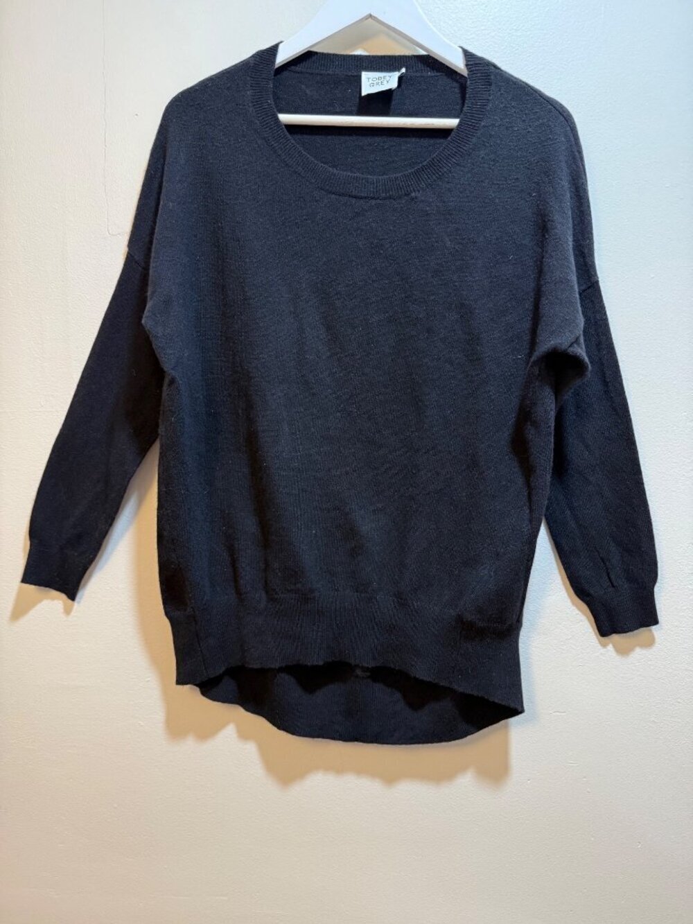 Tobey Grey Womens Black Acrylic Wool Cashmere Blend Sweater Small